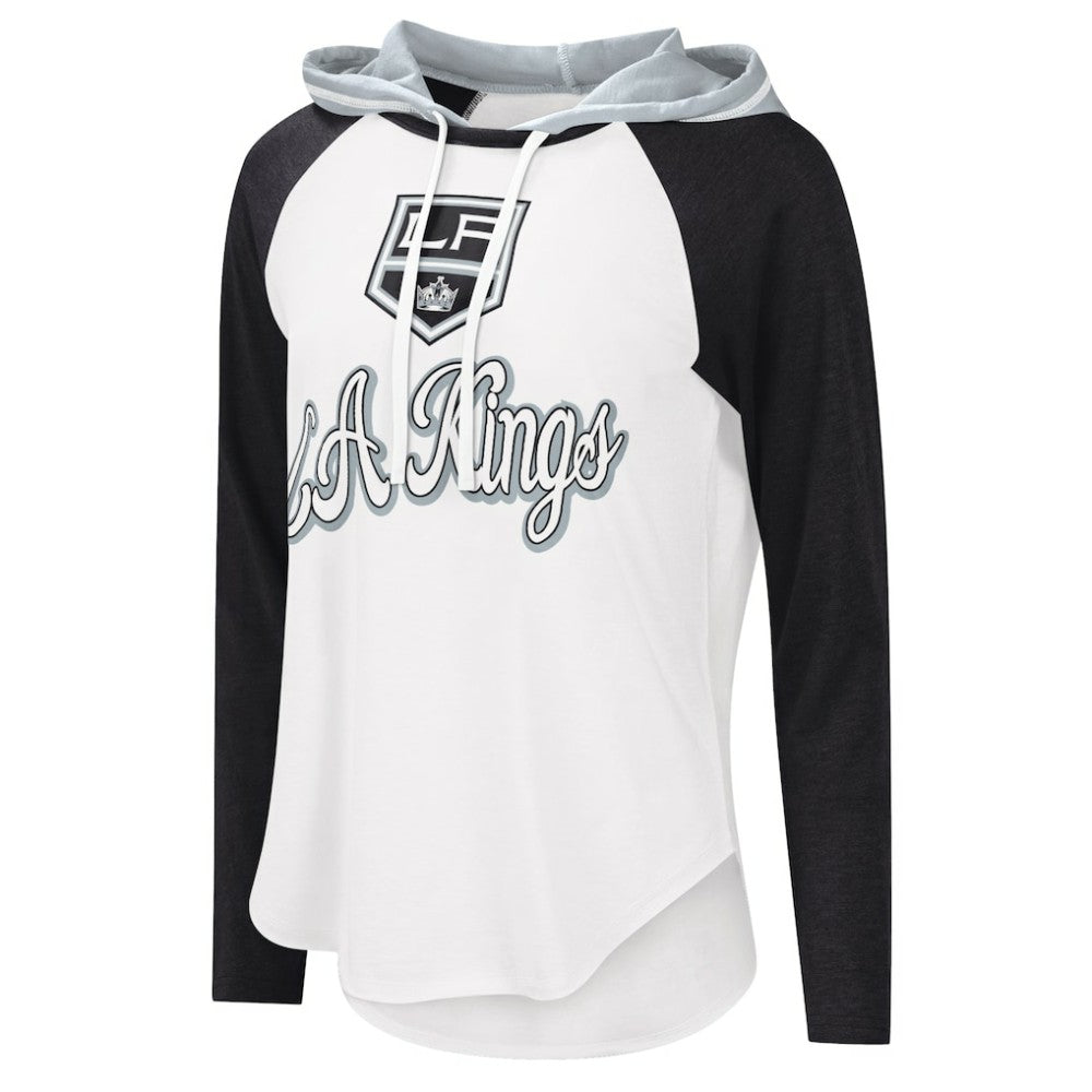 Los Angeles Kings - G-III 4Her by Carl Banks Women's MVP Raglan Lightweight Hooded T-Shirt White/Black