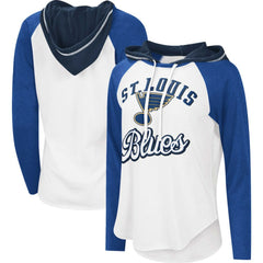 St. Louis Blues - G-III 4Her by Carl Banks Women's MVP Raglan Lightweight Hooded T-Shirt White/Blue