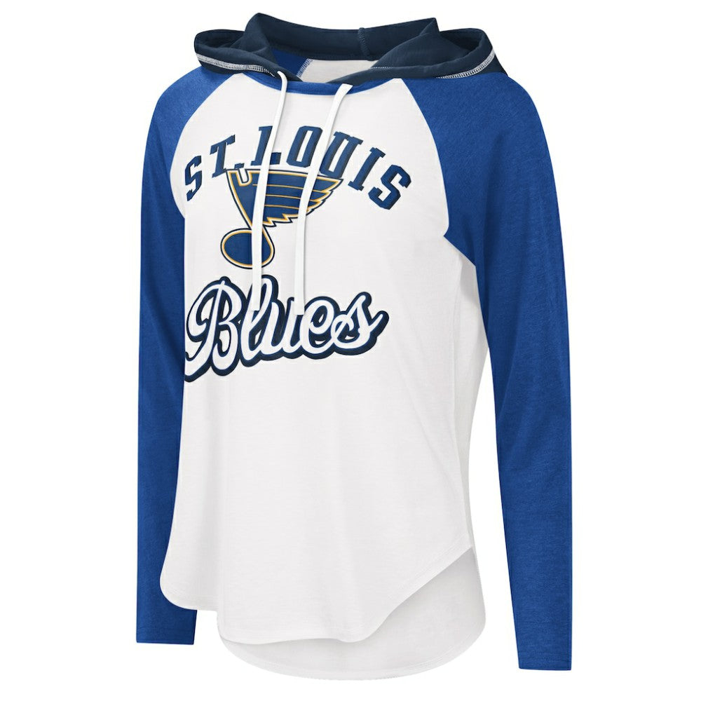 St. Louis Blues - G-III 4Her by Carl Banks Women's MVP Raglan Lightweight Hooded T-Shirt White/Blue