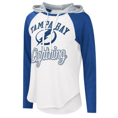 Tampa Bay Lightning - G-III 4Her by Carl Banks Women's MVP Raglan Lightweight Hooded T-Shirt White/Blue