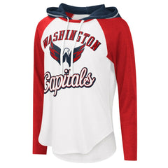 Washington Capitals G-III 4Her by Carl Banks Women's MVP Raglan Lightweight Hooded T-Shirt White/Heather Red