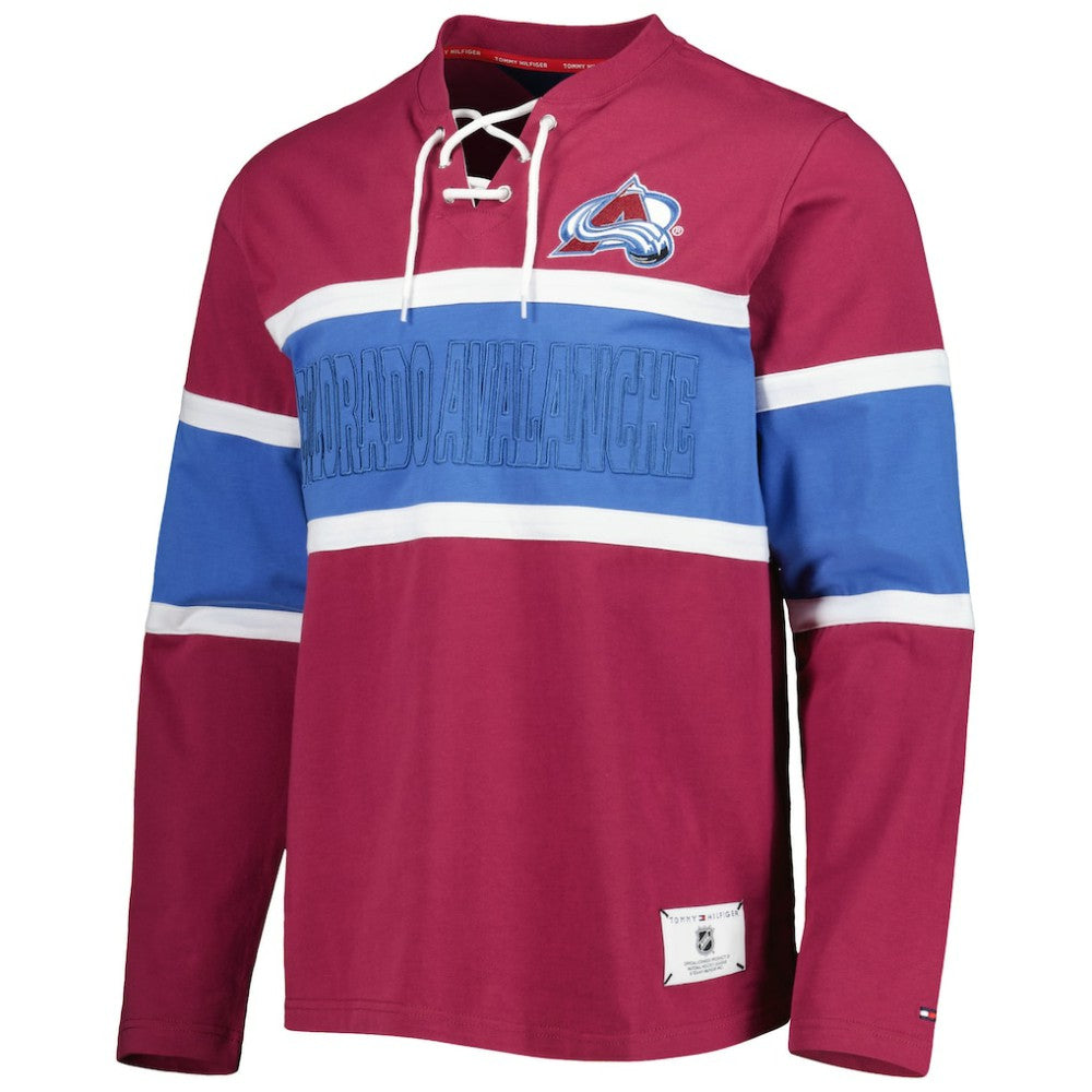 Colorado Avalanche - Tommy Hilfiger Walter Lace-Up Long Sleeve Top Burgundy
