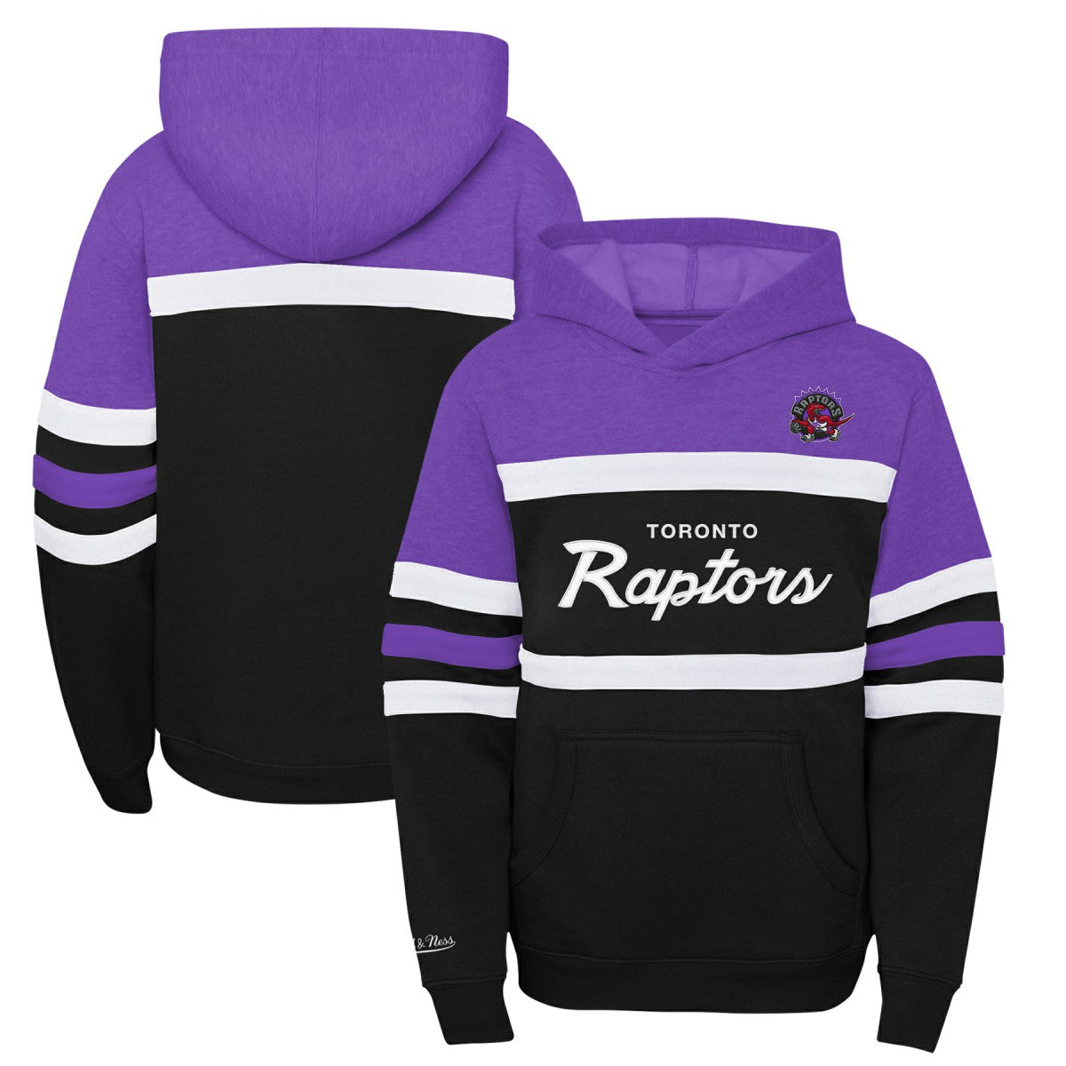 Mitchell & Ness - Toronto Raptors Youth Hardwood Classics Head Coach Pullover Hoodie - Purple/Heather Gray