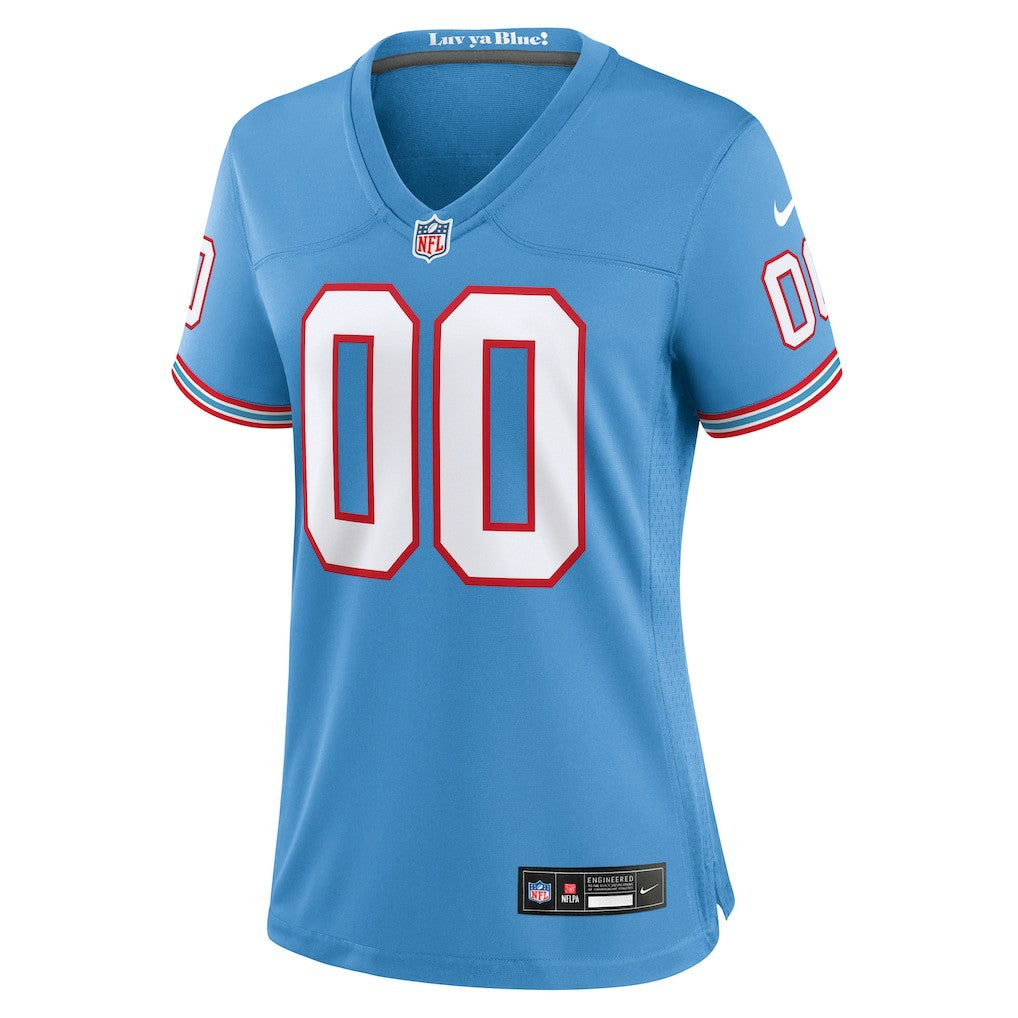 Tennessee Titans Women's Oilers Throwback Custom Game Jersey Light Blue - Nike