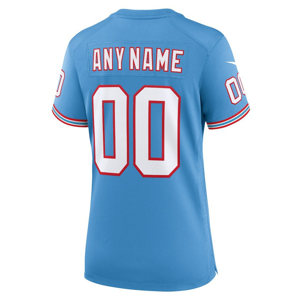 Tennessee Titans Women's Oilers Throwback Custom Game Jersey Light Blue - Nike
