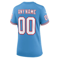 Tennessee Titans Women's Oilers Throwback Custom Game Jersey Light Blue - Nike