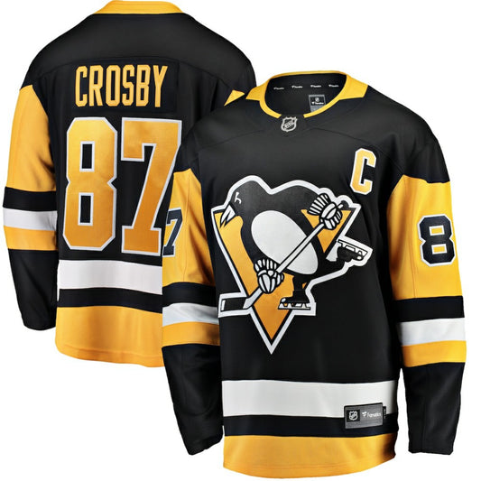 Sidney Crosby Pittsburgh Penguins Fanatics Captain Patch Home Breakaway Jersey - Black | NHL Jerseys