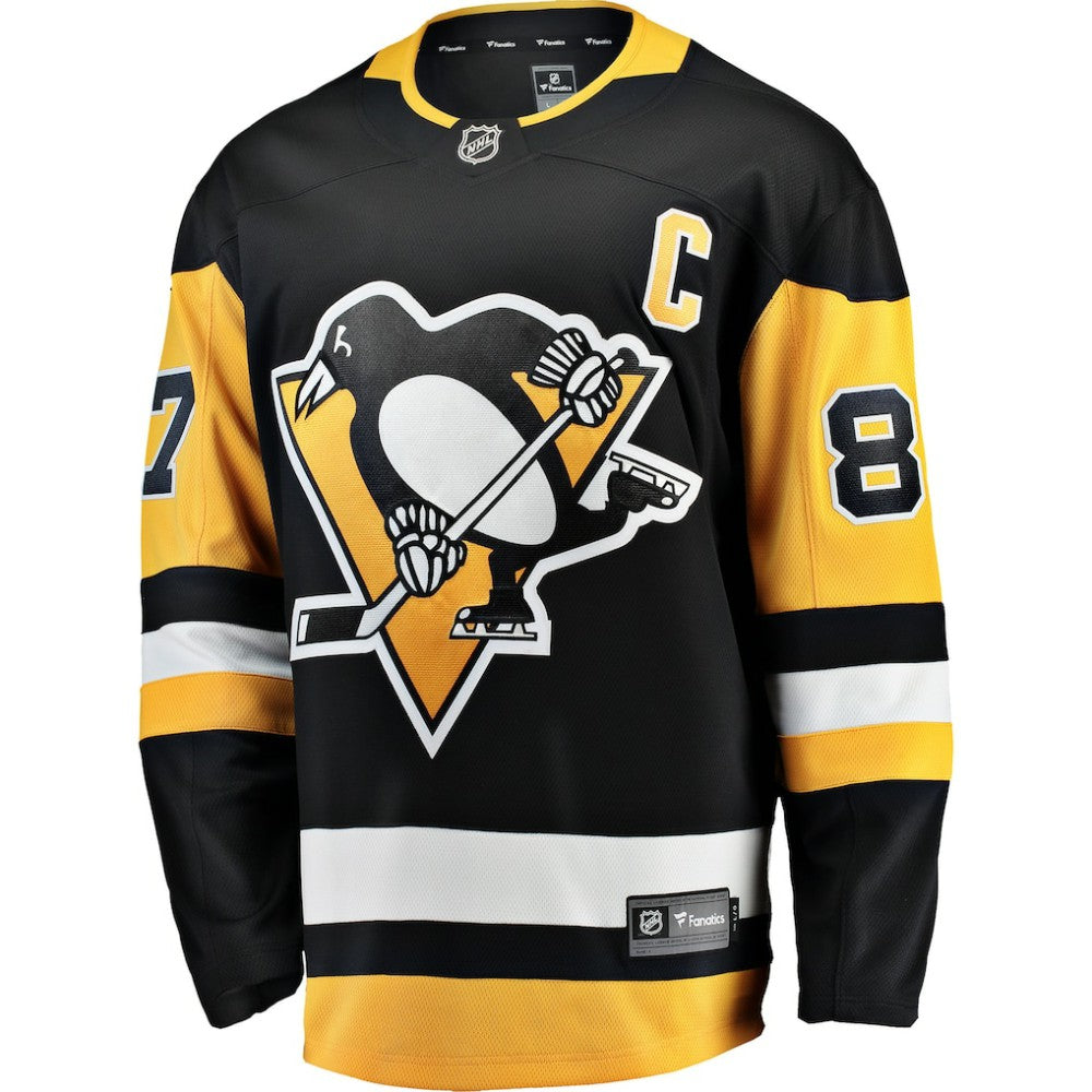 Sidney Crosby Pittsburgh Penguins Fanatics Captain Patch Home Breakaway Jersey - Black | NHL Jerseys