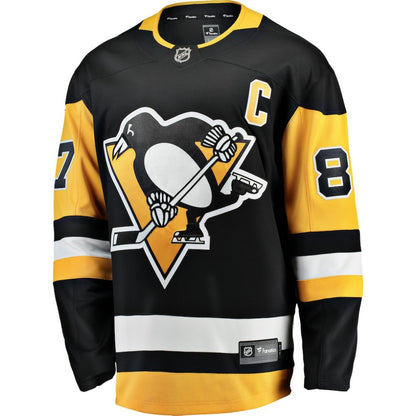 Sidney Crosby Pittsburgh Penguins Fanatics Captain Patch Home Breakaway Jersey - Black | NHL Jerseys