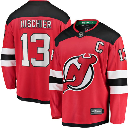 Nico Hischier New Jersey Devils Fanatics Captain Patch Home Breakaway Jersey - Red | NHL Jerseys
