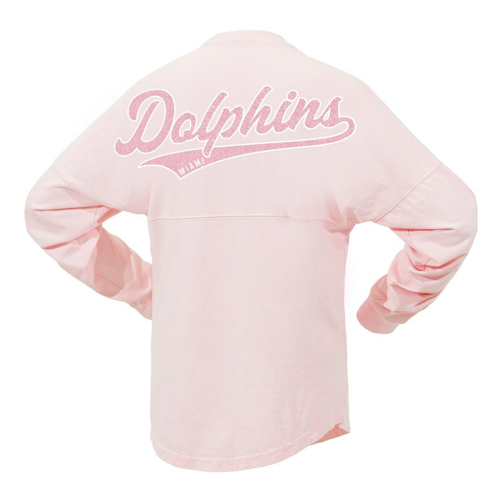 Miami Dolphins Women's Millennial Spirit Jersey T-Shirt Pink - Fanatics