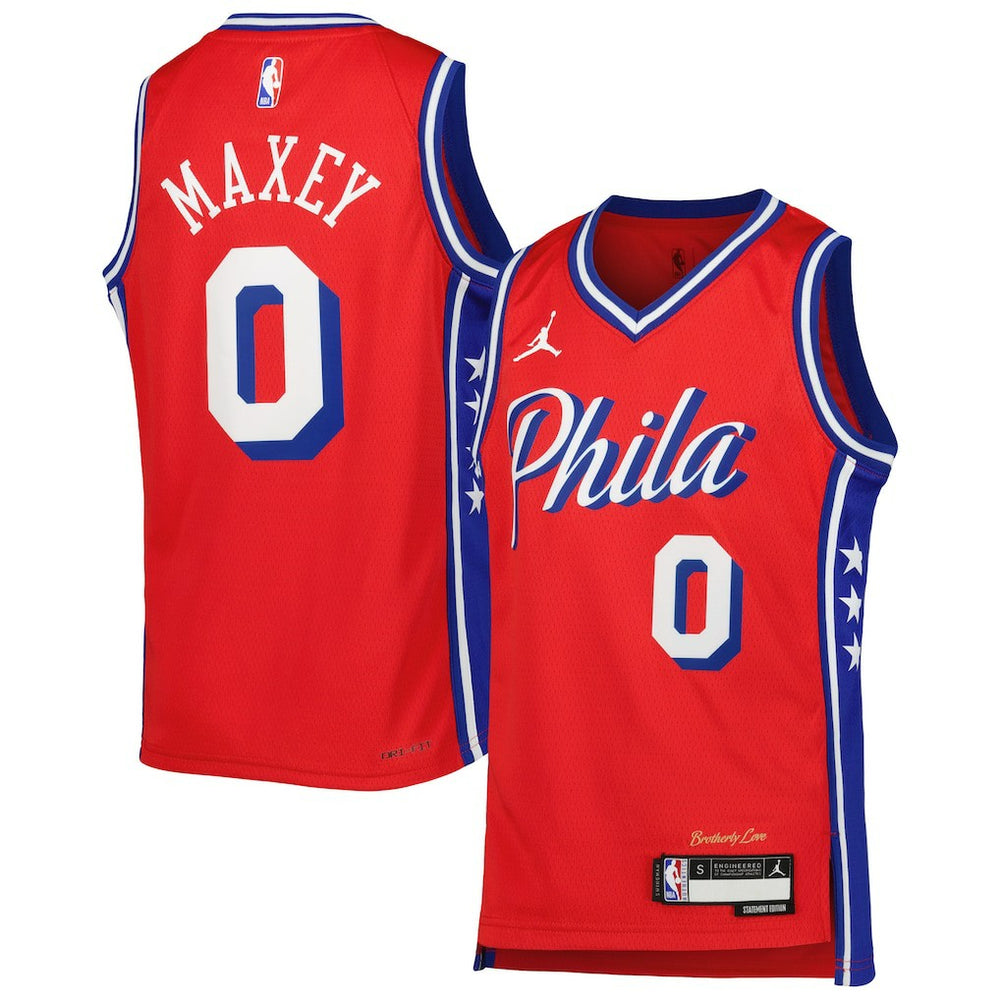 NBA - Tyrese Maxey Philadelphia 76ers Jordan Brand Youth Swingman Jersey - Statement Edition - Red