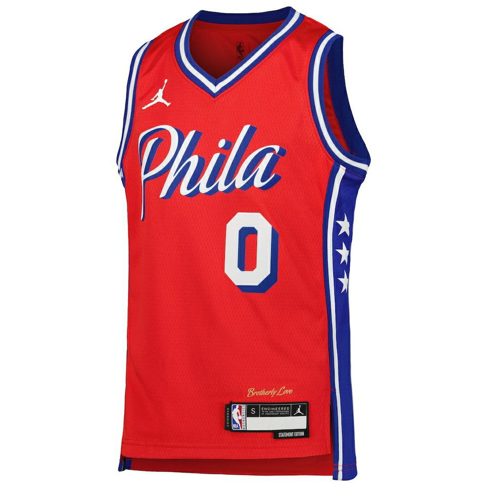 NBA - Tyrese Maxey Philadelphia 76ers Jordan Brand Youth Swingman Jersey - Statement Edition - Red