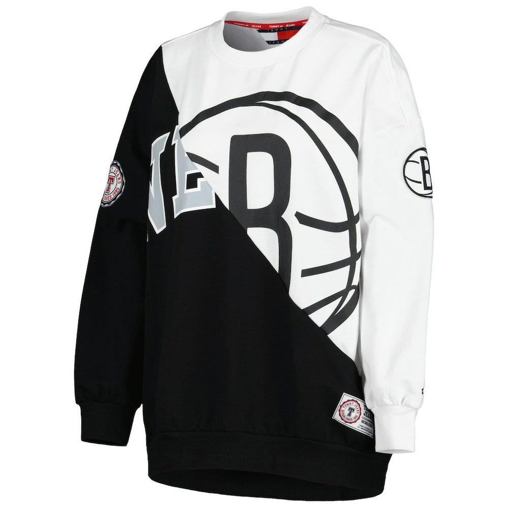 NBA - Brooklyn Nets Tommy Jeans Women's Ariel Pullover Sweatshirt - Black/White