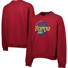 Barcelona Foundation Oversized Raglan Pullover Sweatshirt - Burgundy