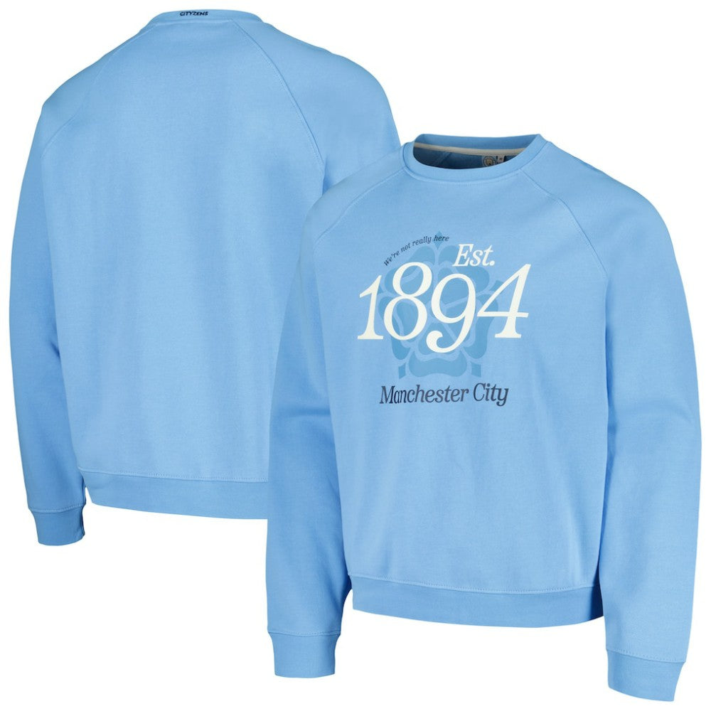 Manchester City Foundation Oversized Raglan Pullover Sweatshirt - Sky Blue