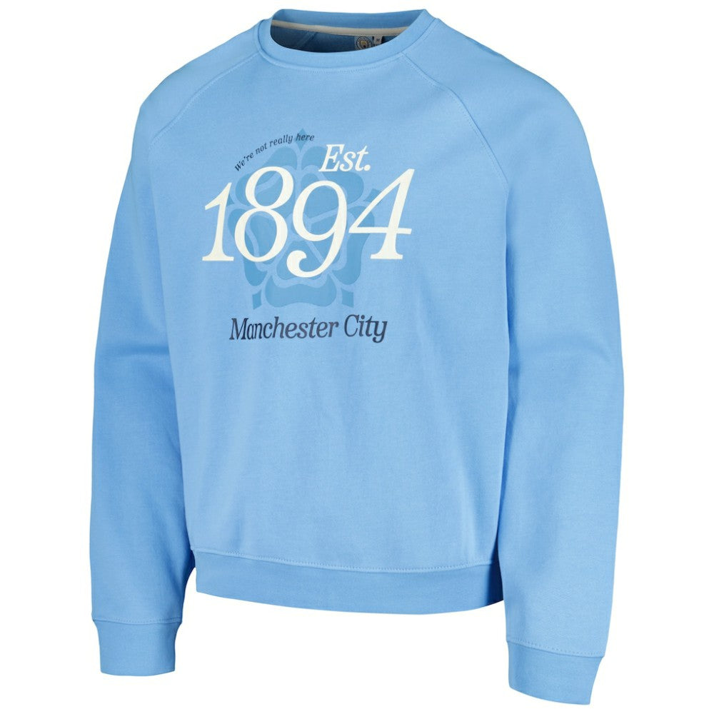 Manchester City Foundation Oversized Raglan Pullover Sweatshirt - Sky Blue