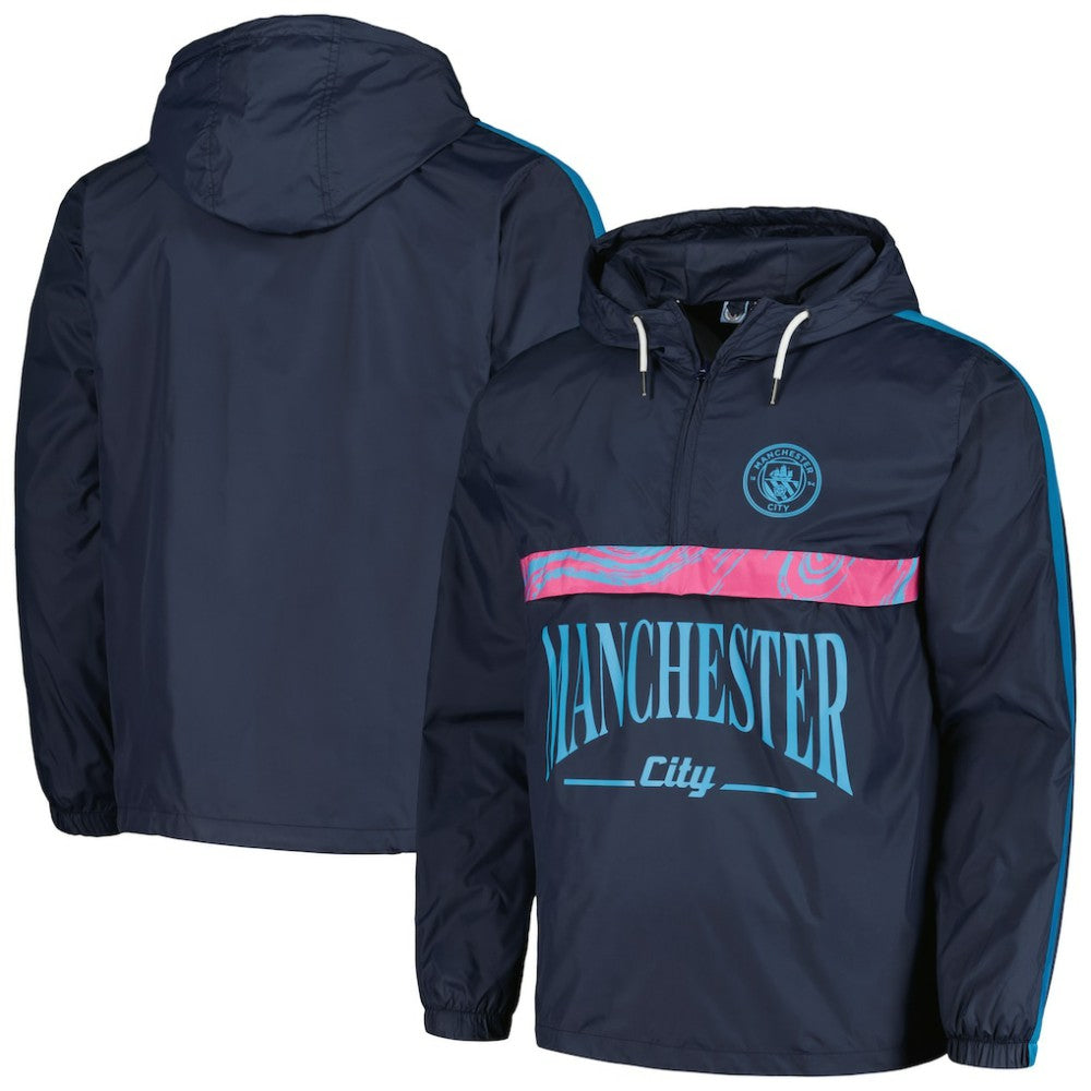 Manchester City Anorak Hoodie Half-Zip Jacket - Navy