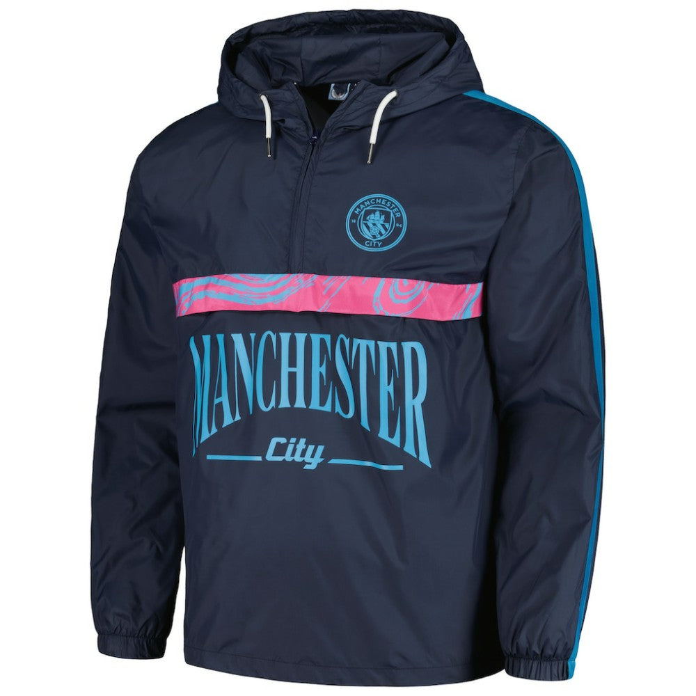 Manchester City Anorak Hoodie Half-Zip Jacket - Navy