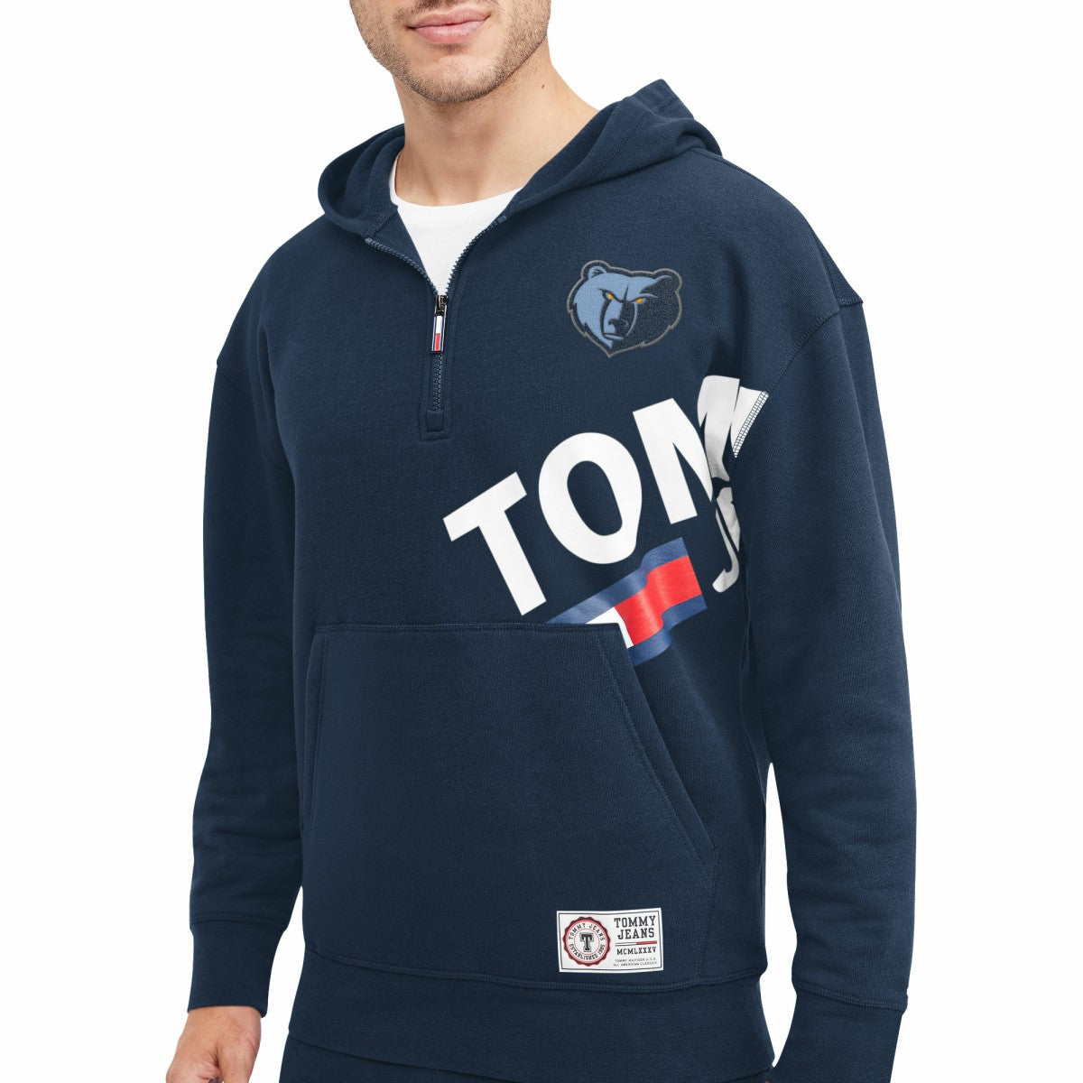NBA - Memphis Grizzlies Tommy Jeans Bernard Half-Zip Hoodie - Navy