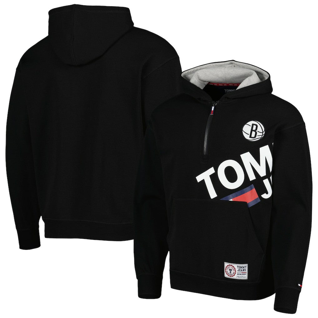 NBA - Brooklyn Nets Tommy Jeans Bernard Half-Zip Hoodie - Black