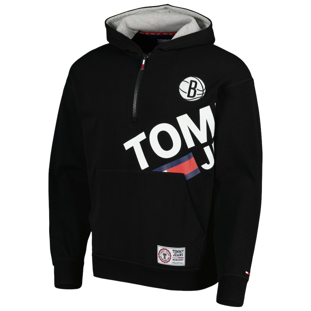 NBA - Brooklyn Nets Tommy Jeans Bernard Half-Zip Hoodie - Black