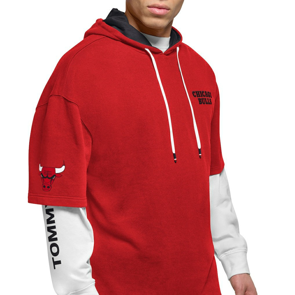 NBA - Chicago Bulls Tommy Jeans Matthew 2-In-1 T-Shirt & Hoodie Combo Set - Red/White
