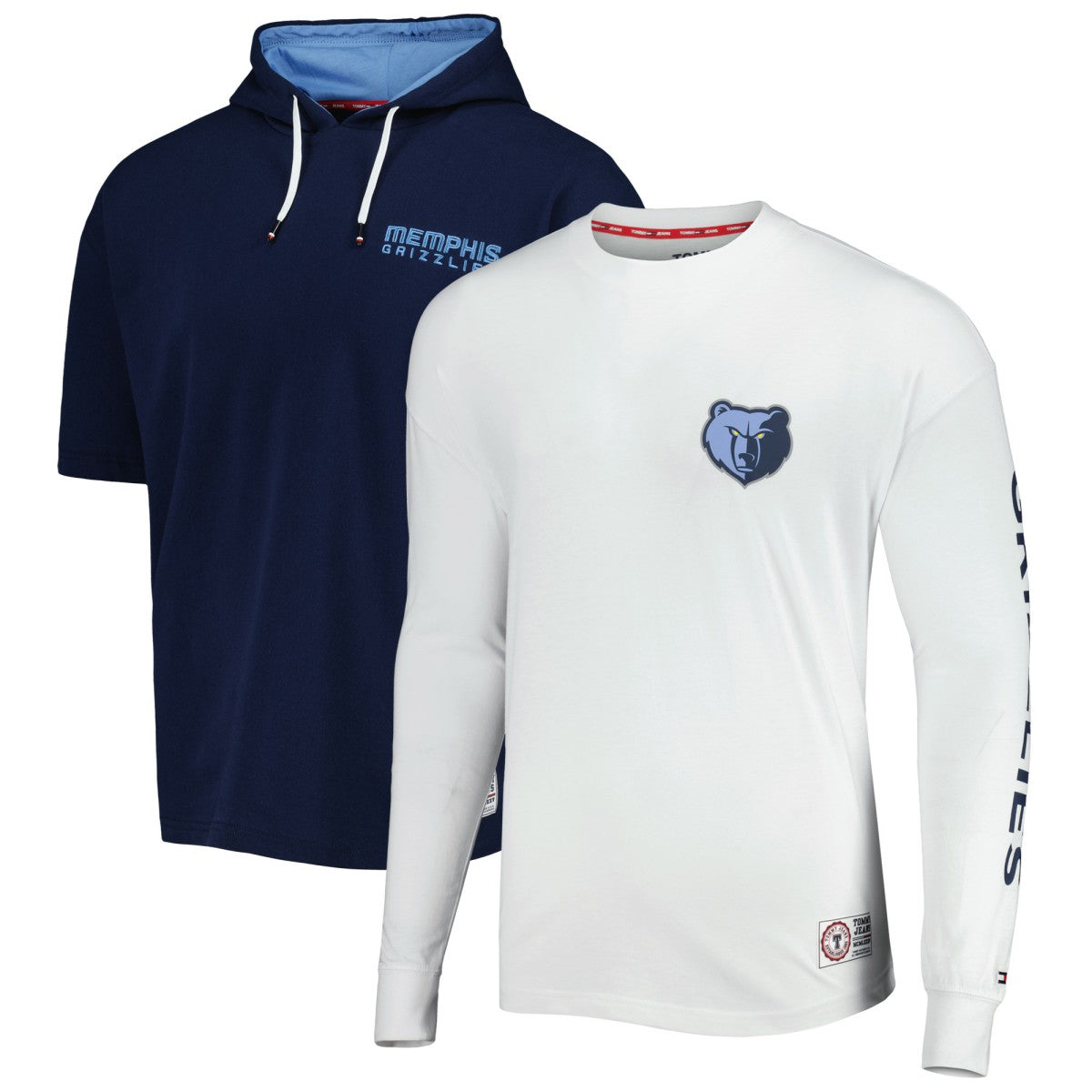 NBA - Memphis Grizzlies Tommy Jeans Matthew 2-In-1 T-Shirt & Hoodie Combo Set - Navy/White