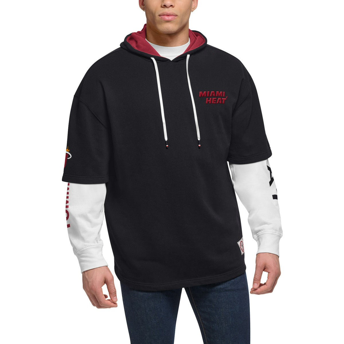 NBA - Miami Heat Tommy Jeans Matthew 2-In-1 T-Shirt & Hoodie Combo Set - Black/White