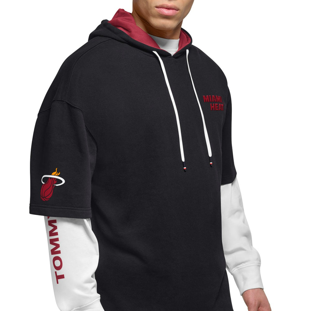 NBA - Miami Heat Tommy Jeans Matthew 2-In-1 T-Shirt & Hoodie Combo Set - Black/White
