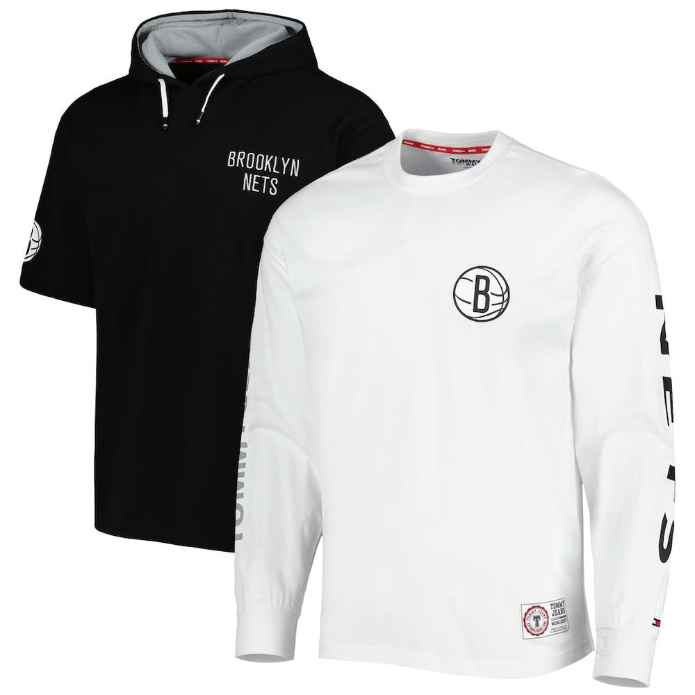 NBA - Brooklyn Nets Tommy Jeans Matthew 2-In-1 T-Shirt & Hoodie Combo Set - Black/White