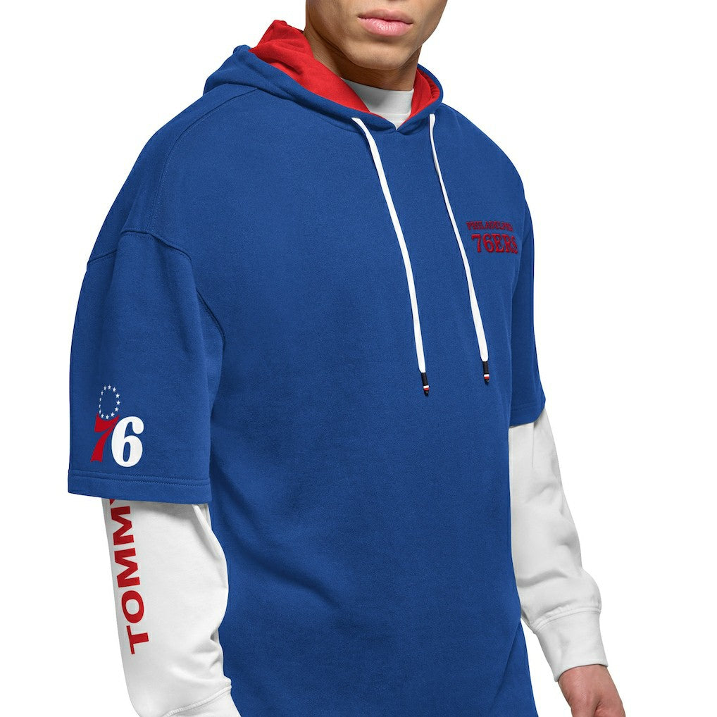 NBA - Philadelphia 76ers Tommy Jeans Matthew 2-In-1 T-Shirt & Hoodie Combo Set - Royal/White