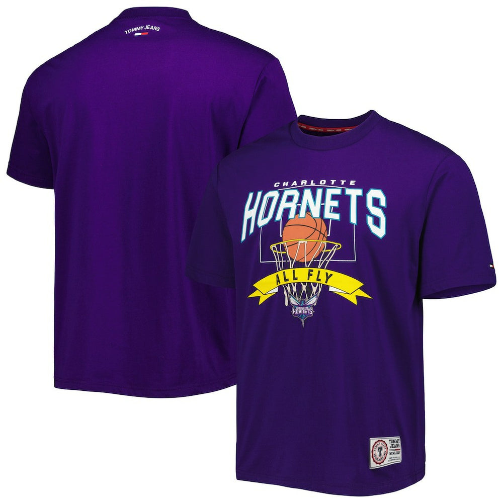 NBA - Charlotte Hornets Tommy Jeans Tim Backboard T-Shirt - Purple