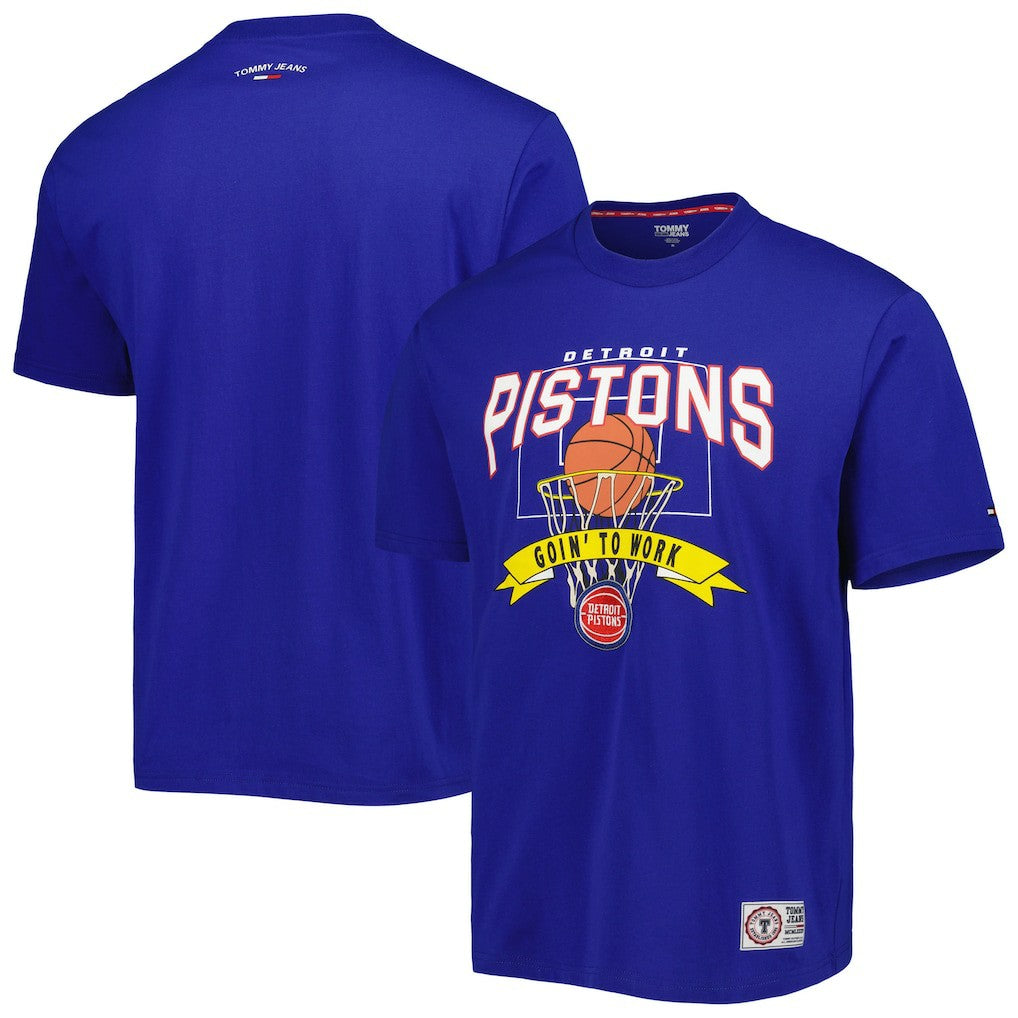 NBA - Detroit Pistons Tommy Jeans Tim Backboard T-Shirt - Blue
