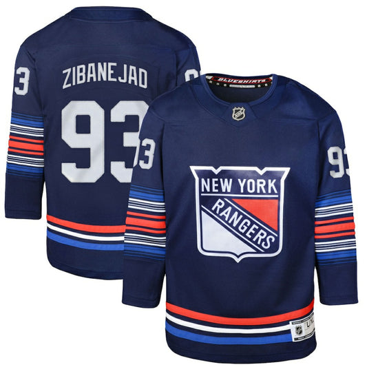 Mika Zibanejad New York Rangers Youth Alternate Premier Player Jersey - Navy | NHL Jerseys