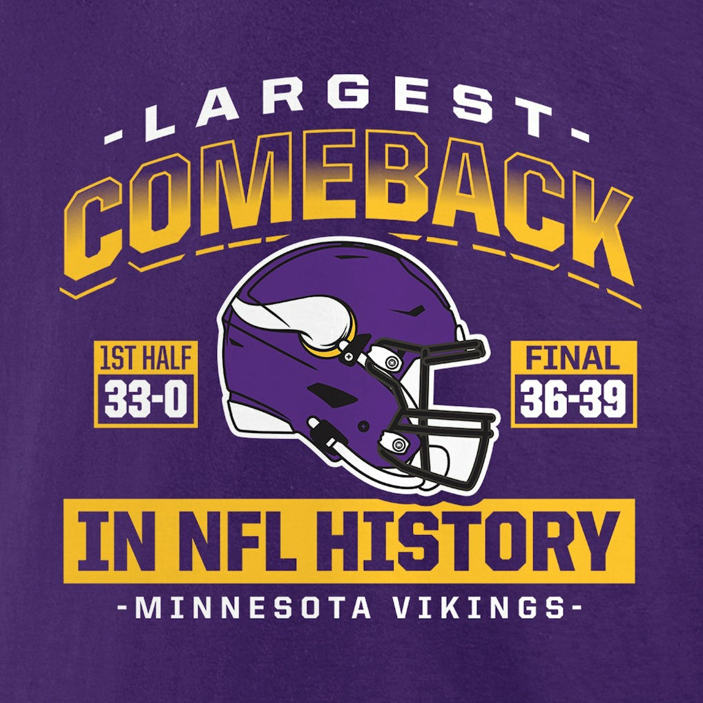 Minnesota Vikings Largest Comeback T-Shirt Purple - NFL