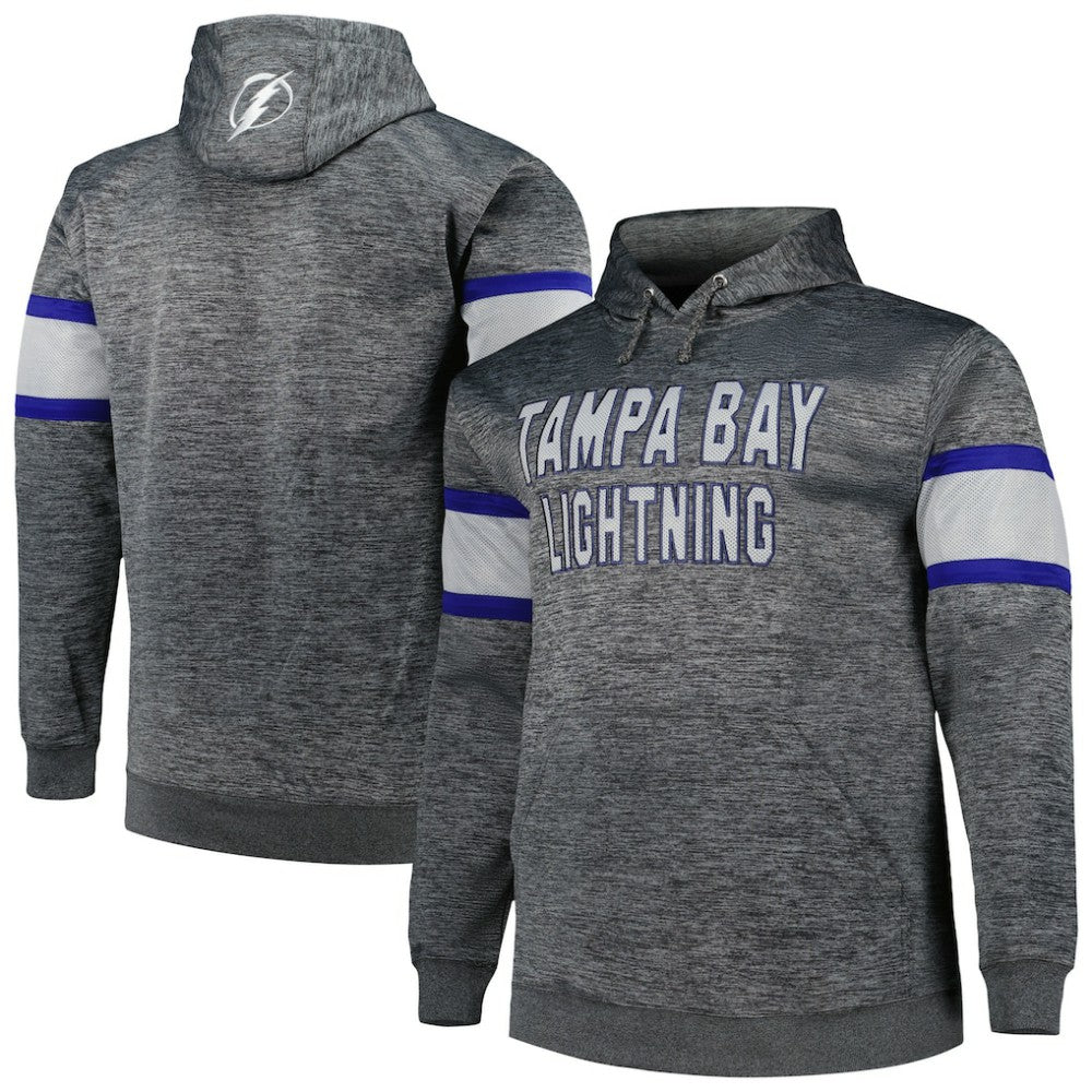 Tampa Bay Lightning - Big & Tall Stripe Pullover Hoodie Heather Charcoal