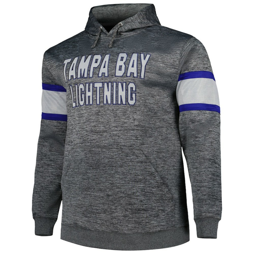 Tampa Bay Lightning - Big & Tall Stripe Pullover Hoodie Heather Charcoal