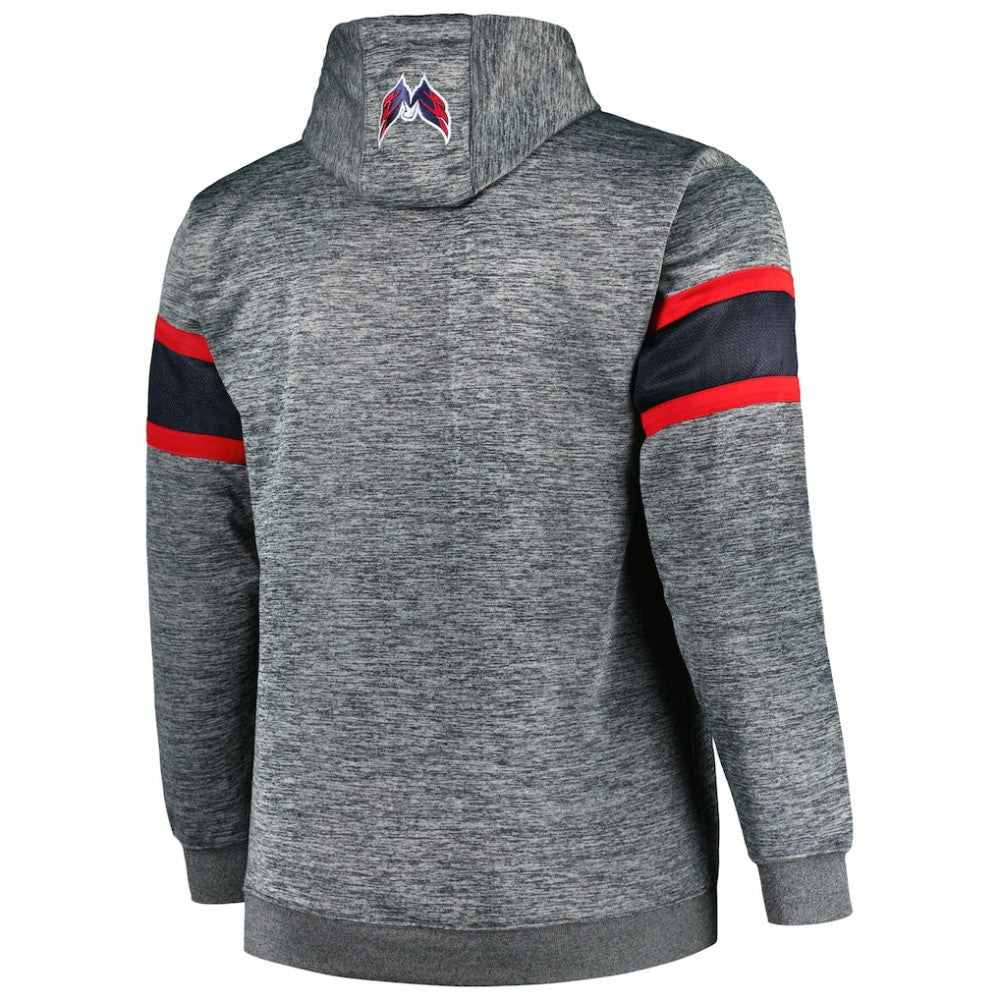 Washington Capitals Big & Tall Stripe Pullover Hoodie Heather Charcoal