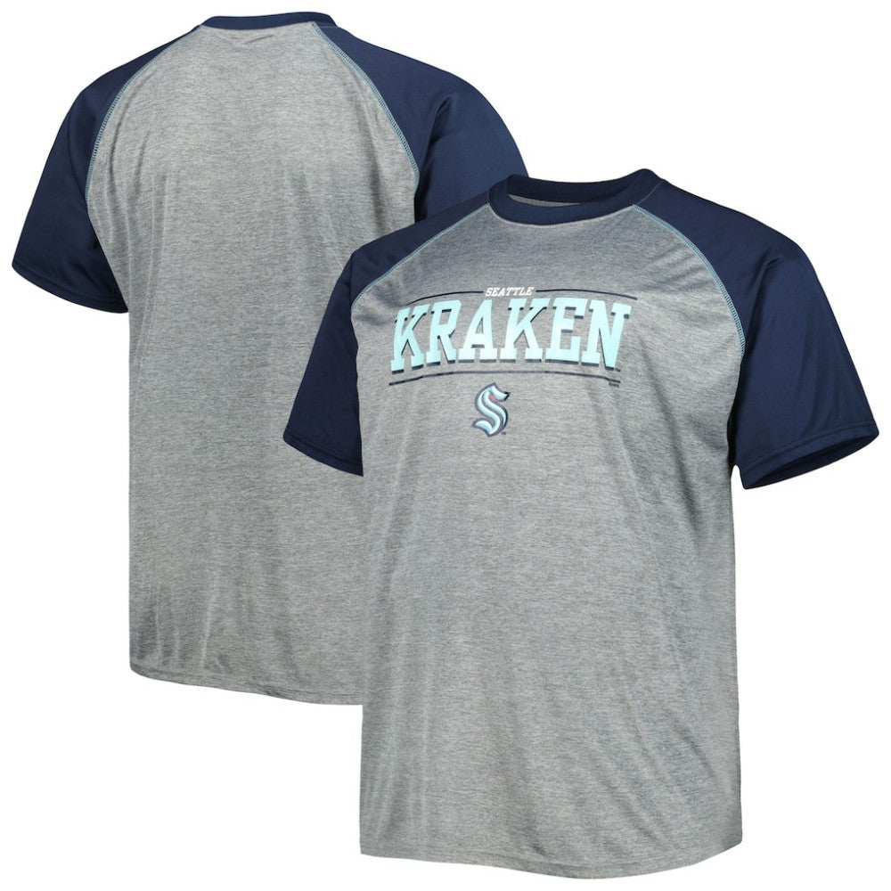 Seattle Kraken Big & Tall Logo Raglan T-Shirt Heather Gray
