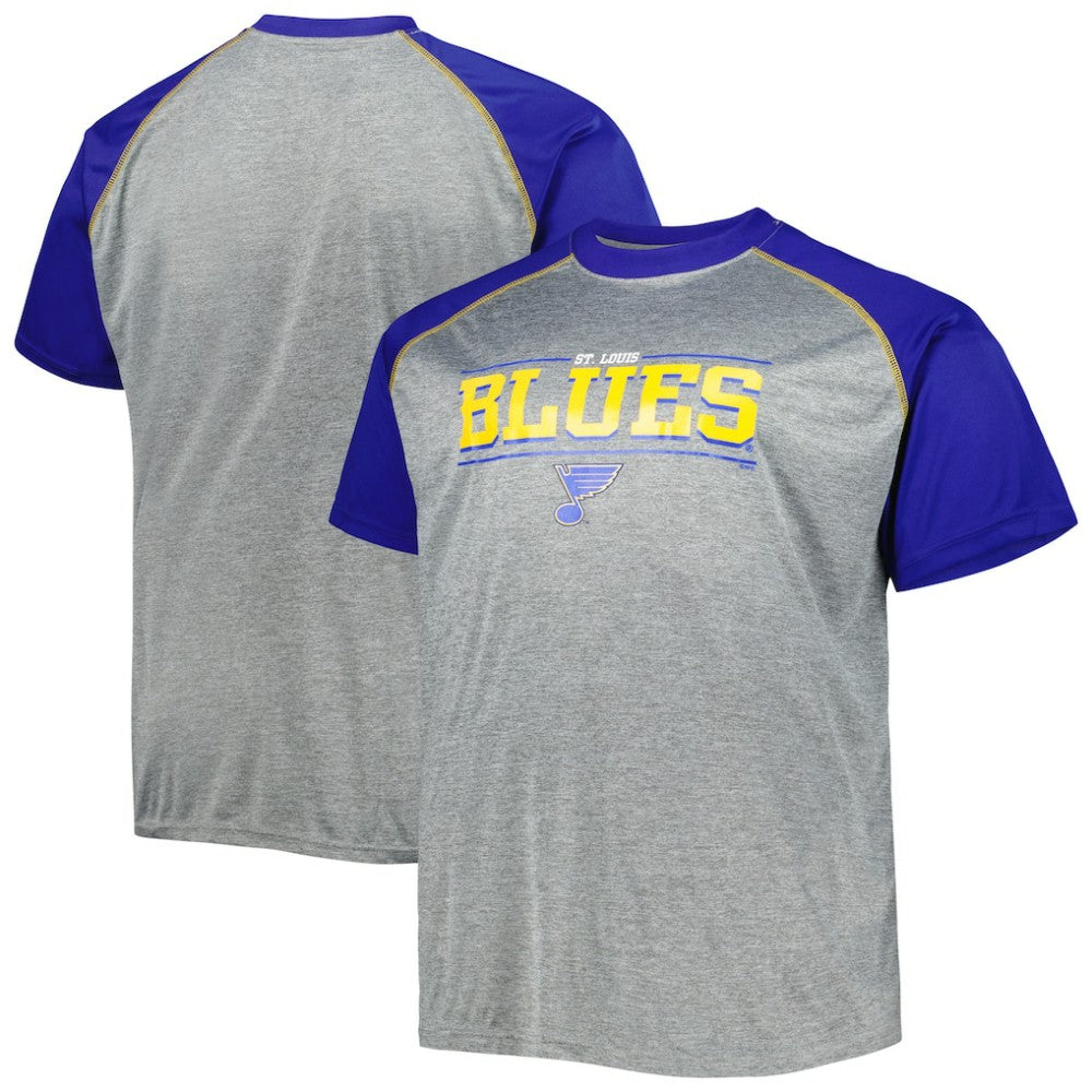 St. Louis Blues - Big & Tall Logo Raglan T-Shirt Heather Gray
