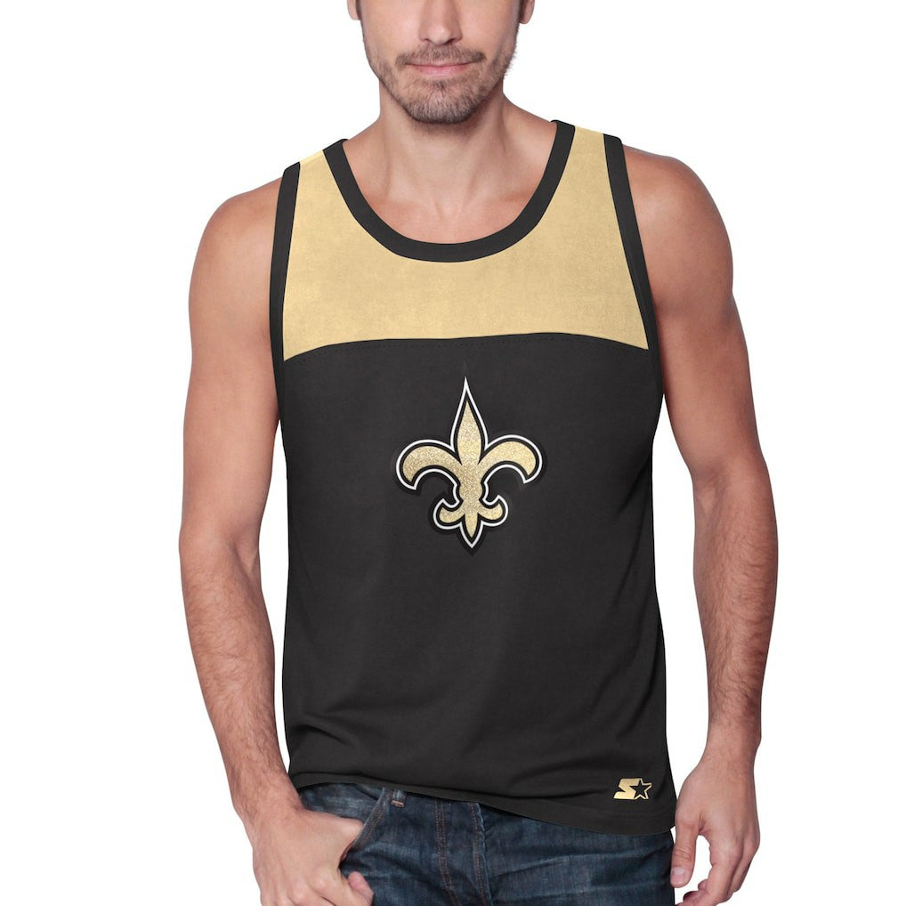 New Orleans Saints Starter Logo Touchdown Fashion Tank Top Black/Gold - NFL