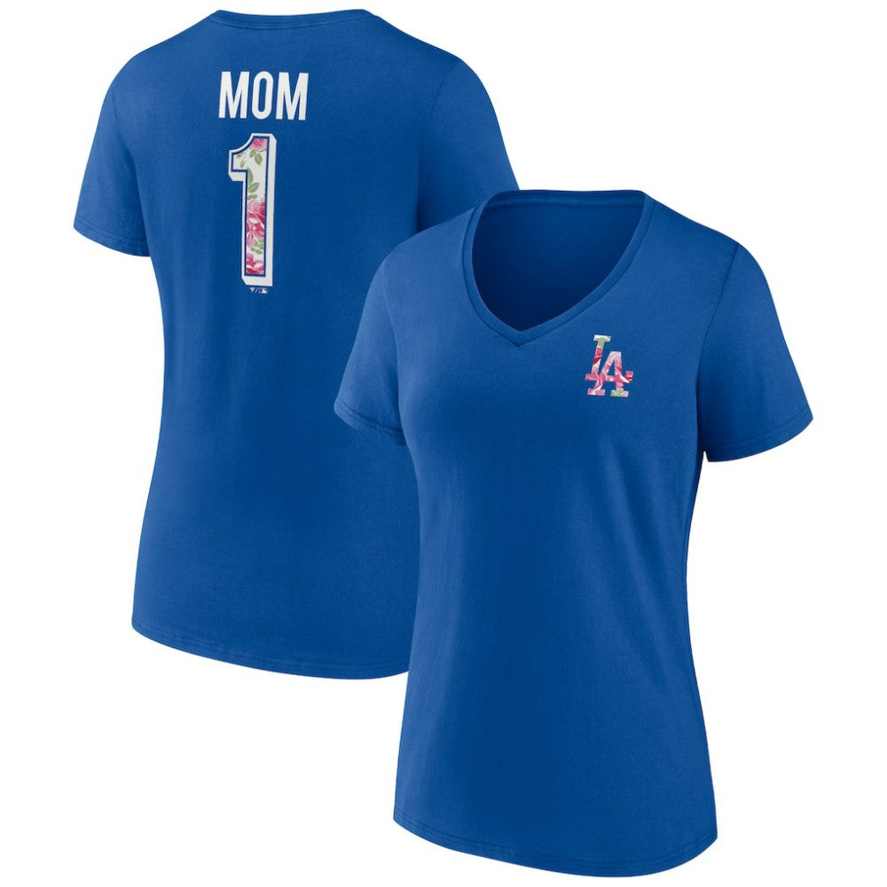 Los Angeles Dodgers Women's Team Logo Mother's Day V-Neck T-Shirt Clearance