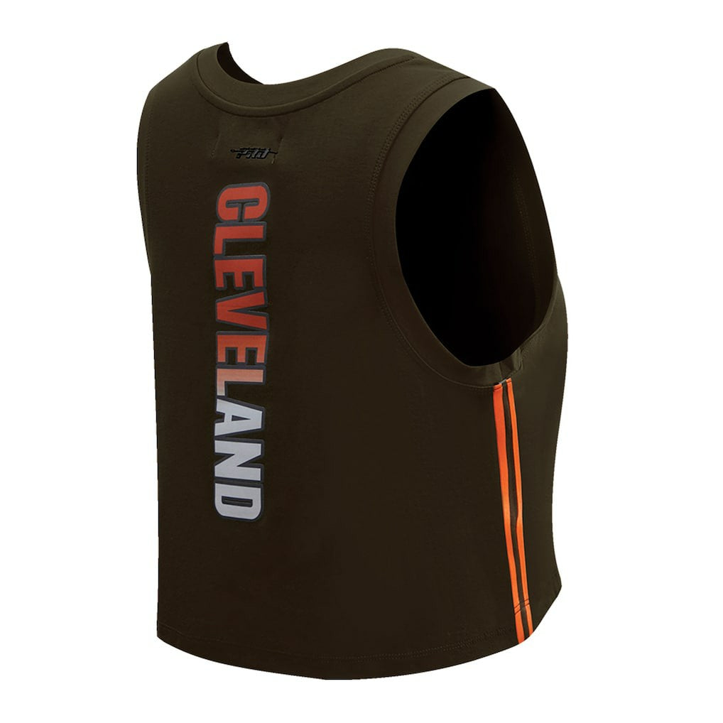 Cleveland Browns Pro Standard Women's Ombre Wordmark Classic Cropped Tank Top Brown - NFL