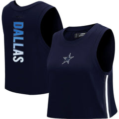 Dallas Cowboys Pro Standard Women's Ombre Wordmark Classic Cropped Tank Top Navy - NFL