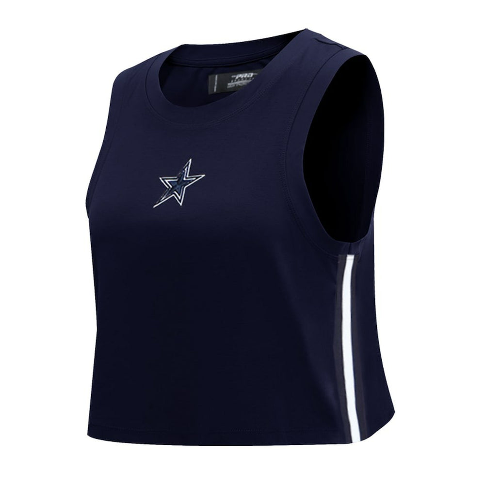 Dallas Cowboys Pro Standard Women's Ombre Wordmark Classic Cropped Tank Top Navy - NFL
