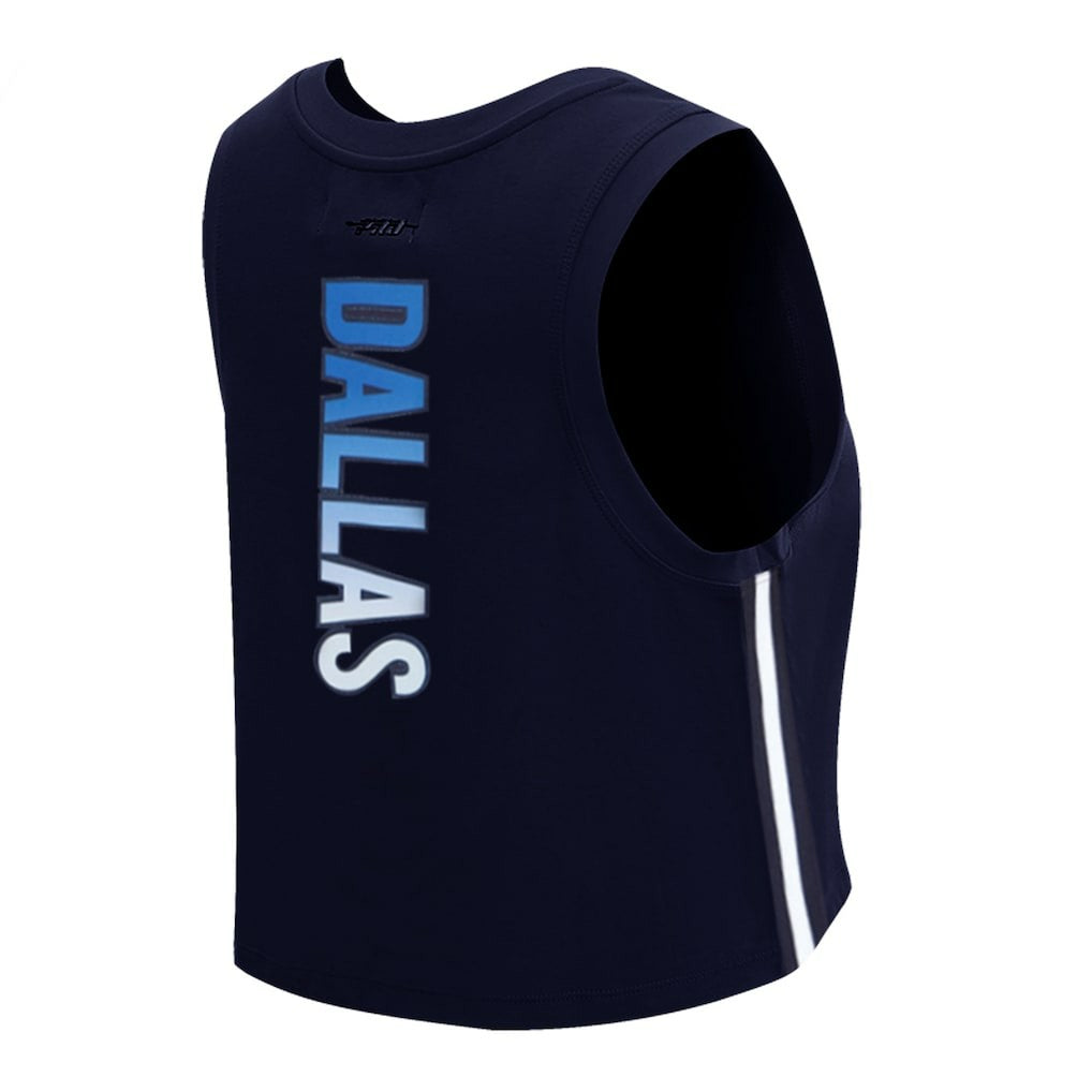Dallas Cowboys Pro Standard Women's Ombre Wordmark Classic Cropped Tank Top Navy - NFL
