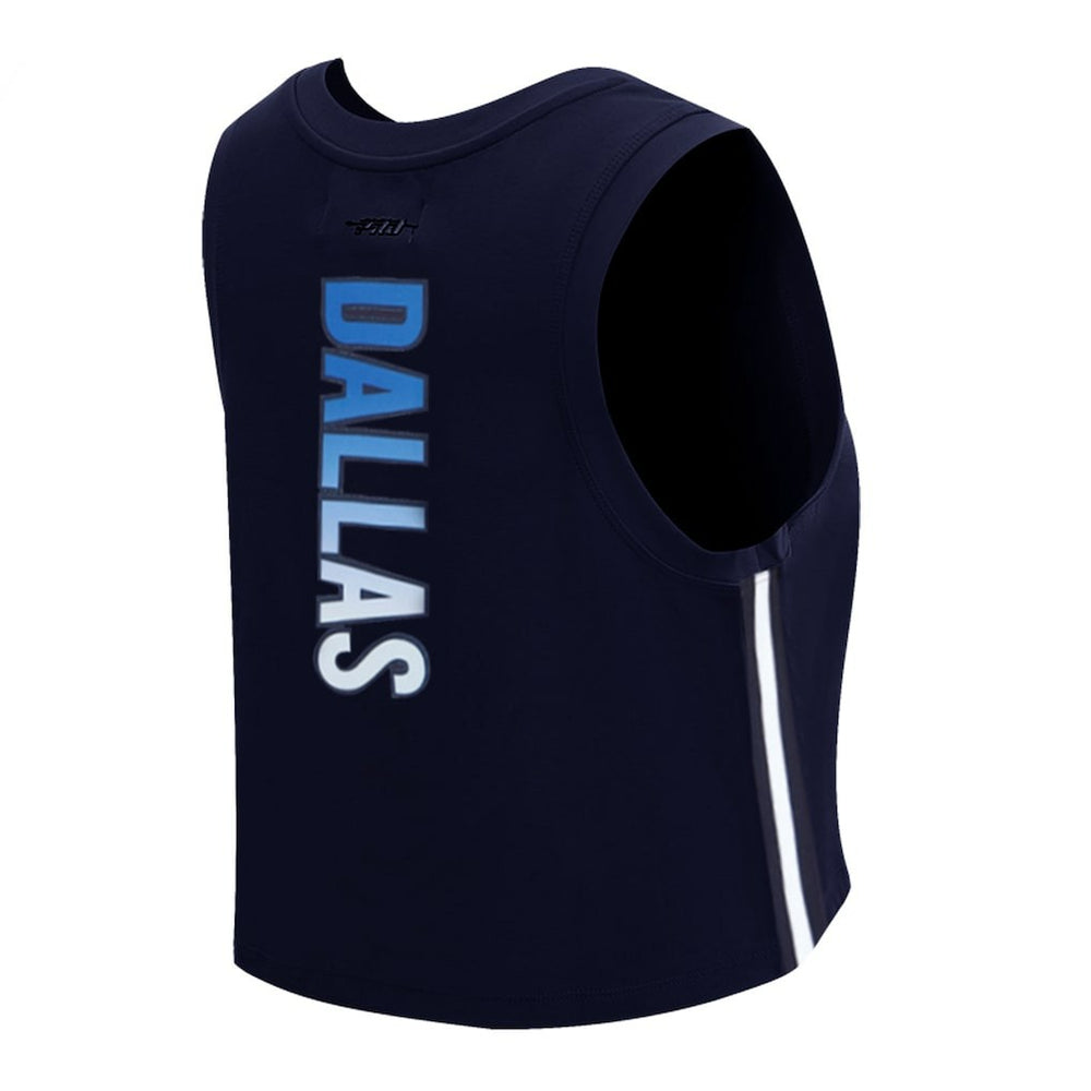 Dallas Cowboys Pro Standard Women's Ombre Wordmark Classic Cropped Tank Top Navy - NFL