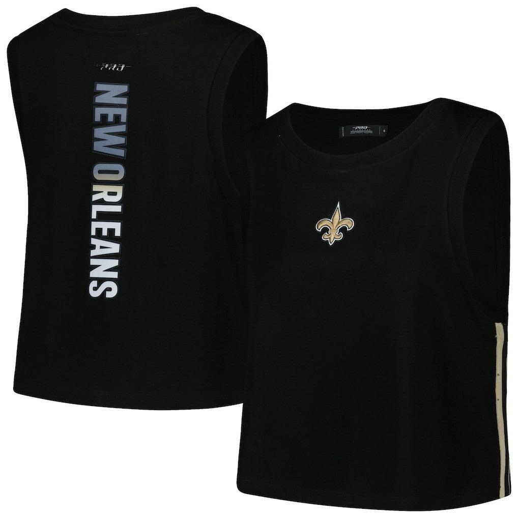 New Orleans Saints Pro Standard Women's Ombre Wordmark Classic Cropped Tank Top Black - NFL