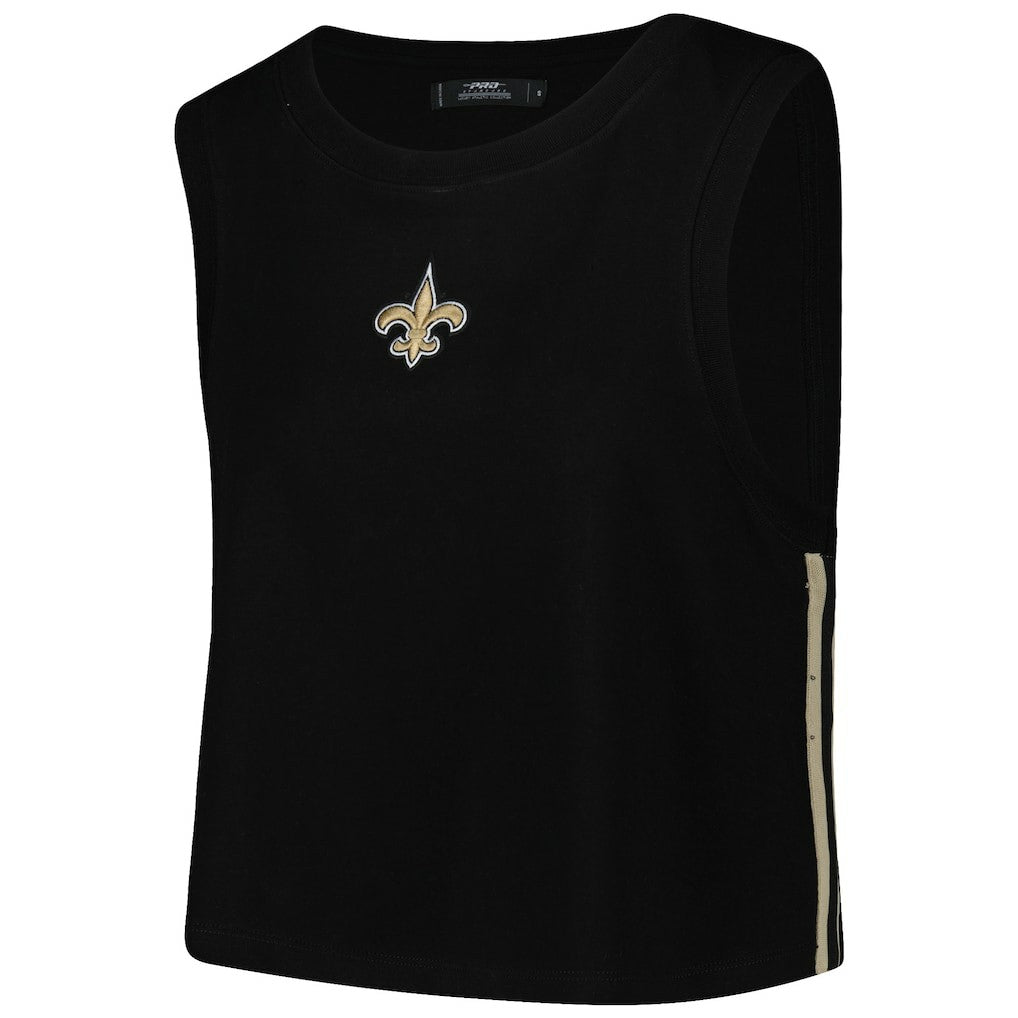 New Orleans Saints Pro Standard Women's Ombre Wordmark Classic Cropped Tank Top Black - NFL